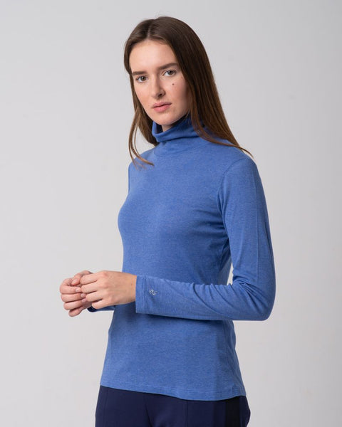 Melange Cotton Turtleneck Marine