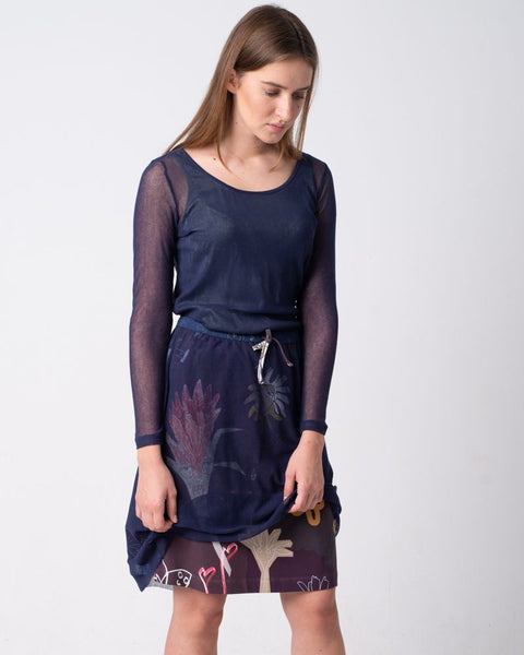 Tulle Shirt Long Sleeve Navy