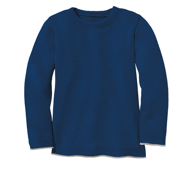 Disana Kid's Merino Knit Crewneck Sweater Navy