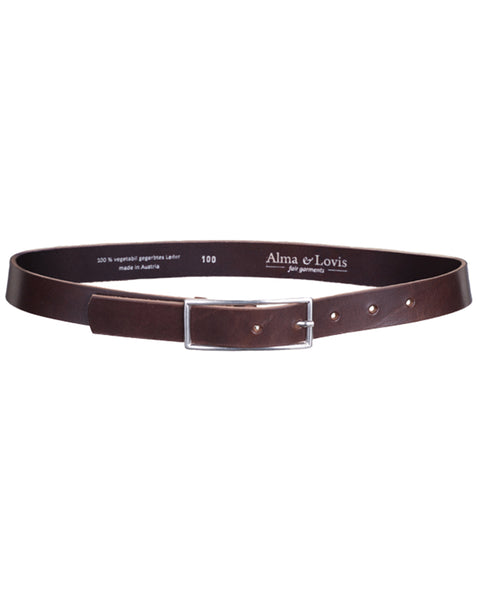 Vegetable Tanned Leather Belt Brown with Silver Buckle
