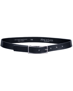 Vegetable Tanned Leather Belt Black with Silver Buckle