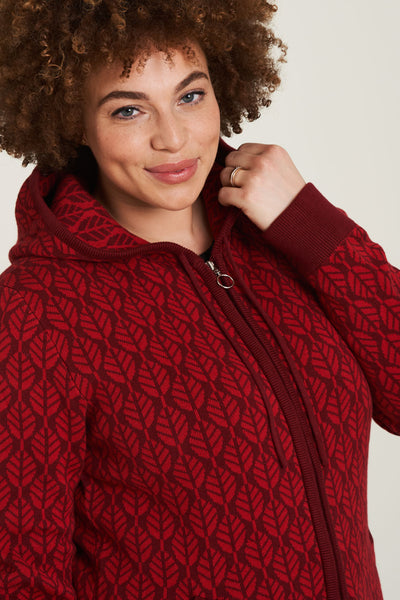 Sweater Jacket Red Leaves