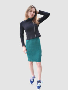 Irina Organic Rib Knit Dress Emerald