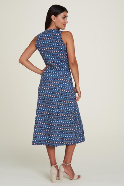 V-Neck Maxi Dress Blue Print