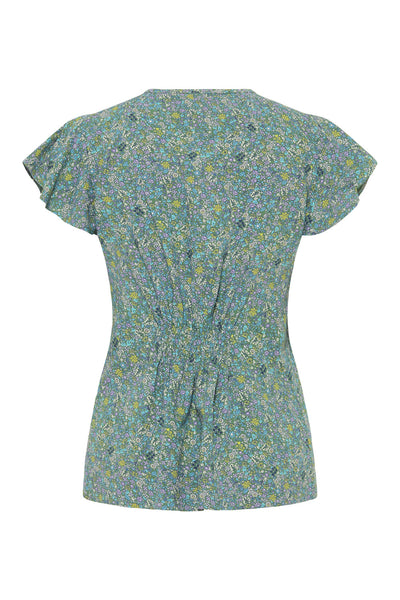 Flutter Sleeve Blouse Iris Print
