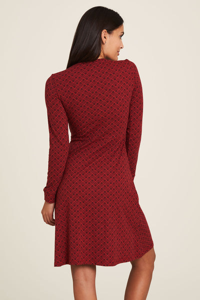V-Neck Jersey Dress Geometric Red