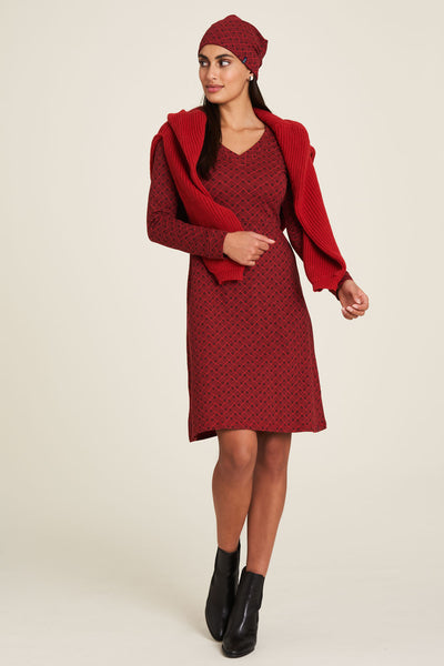 V-Neck Jersey Dress Geometric Red