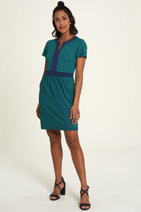 Organic Jersey Dress Green Print  **Clearance Final Sale - Only 1 Left in XS**