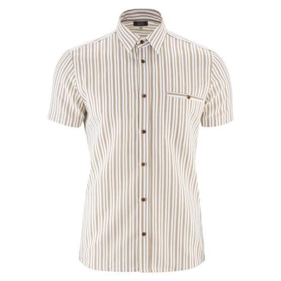 Men's Linen Shirt Tan Stripe