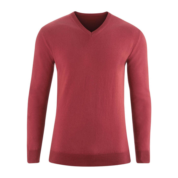 Organic Cotton V-Neck Sweater Red