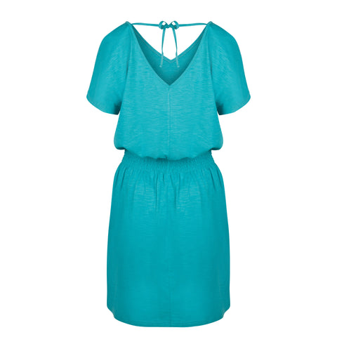 V-Neck Jersey Dress Sea Blue