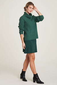 Woven Turtleneck Sweater Emerald Green