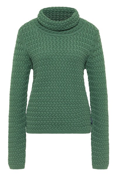 Woven Turtleneck Sweater Emerald Green