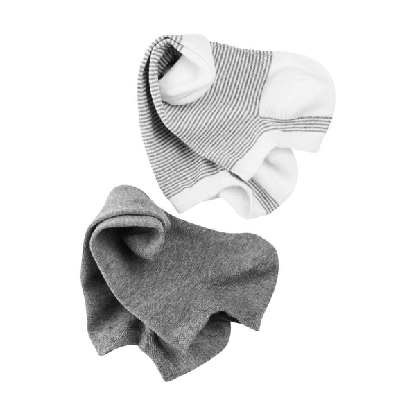 Living Crafts Ankle Socks 2-Pack /Solid Grey & Grey Stripe